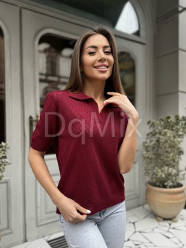 Кофтинка геометричні візерунки із комірцем у кольорі бордо #14036