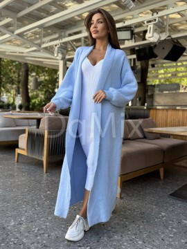 Блакитний подовжений кардиган (травичка щільна цупка якісна) прямого вільного крою #92476