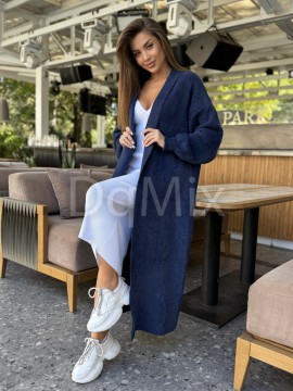 Темно-синій подовжений Кардиган (травичка щільна цупка якісна)  прямого вільного крою #92476