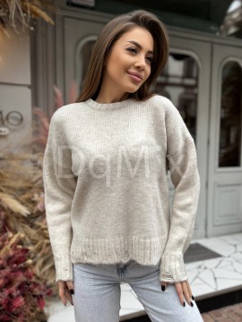 Бежевий светрик із пропущеними петельками #92459