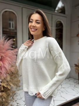 Білий светрик із пропущеними петельками #92459