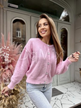 Рожевий кардиган на ґудзиках  перлинки/камінчики #6902