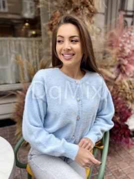 Блакитний кардиган на ґудзиках  перлинки/камінчики #6902