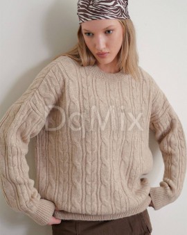 Щільний та якісний преміальна нитка светр коси у кольорі беж #6986