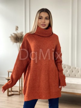 Светр-туніка оверсайз у кольорі теракот #6389