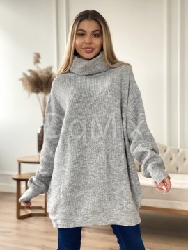 Светр-туніка оверсайз у сірому кольорі  #6389