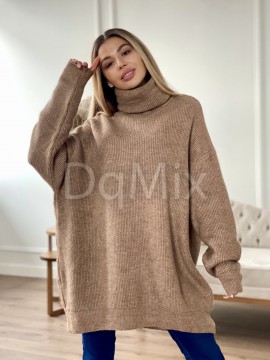 Светр-туніка оверсайз у кольорі карамель #6389