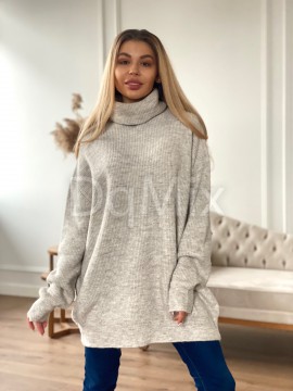 Светр-туніка оверсайз у кольорі беж #6389