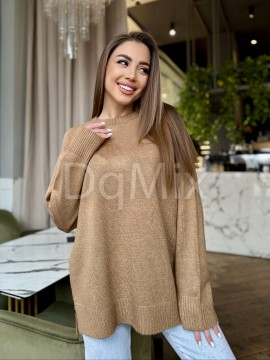 Светр подовженого плану реглан рукав з розрізами #8045